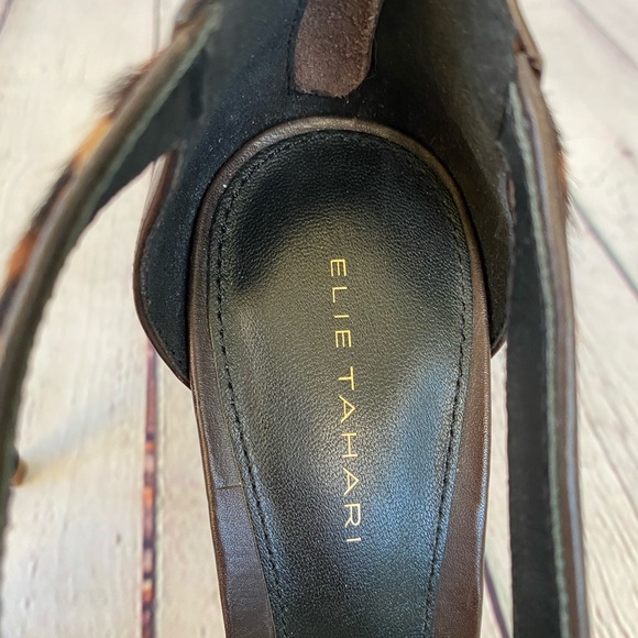 ELIE TAHARI Brown Calf Hair Leopard Print Heels - Picture 11 of 12